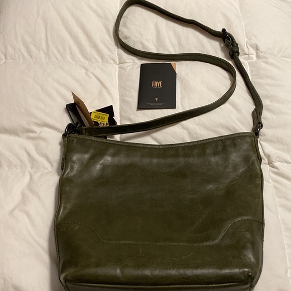 Frye Melissa small hobo bag leather adjustable strap olive green - Picture 7 of 12